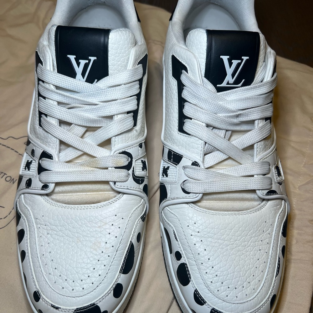 Louis‎ Vuitton White and Black Athletic Shoes with LV Monogram